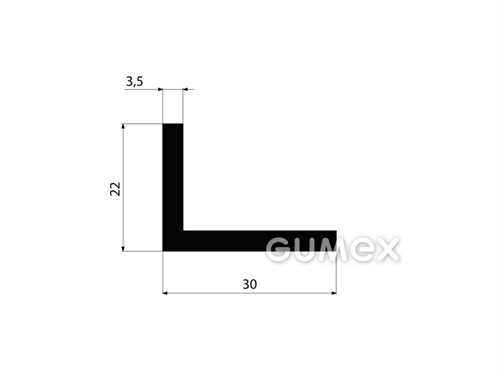 Pryžový profil tvaru "L", 20x27/3mm, 70°ShA, EPDM, -40°C/+100°C, černý